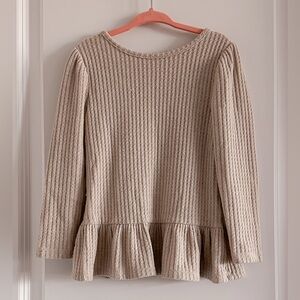 Cat & Jack Toddler Girls Beige Long Sleeve Peplum Top - Size 4T